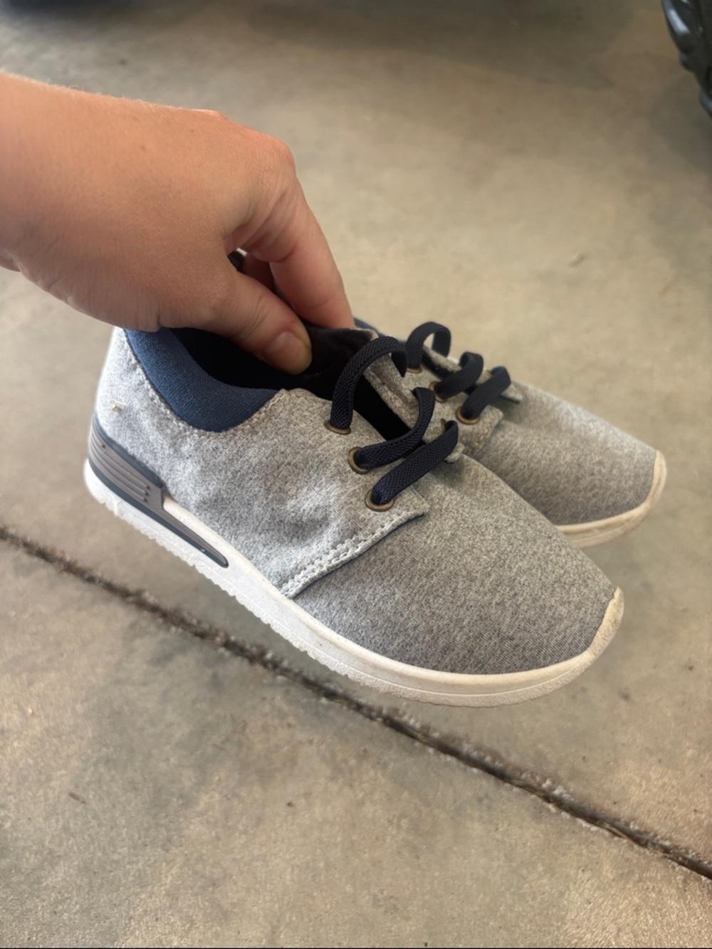 oomphies Grey and Navy Kids Lace-Up Sneakers